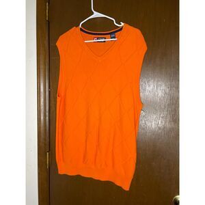 Chaps Argyle Sweater Vest Orange Men's Medium